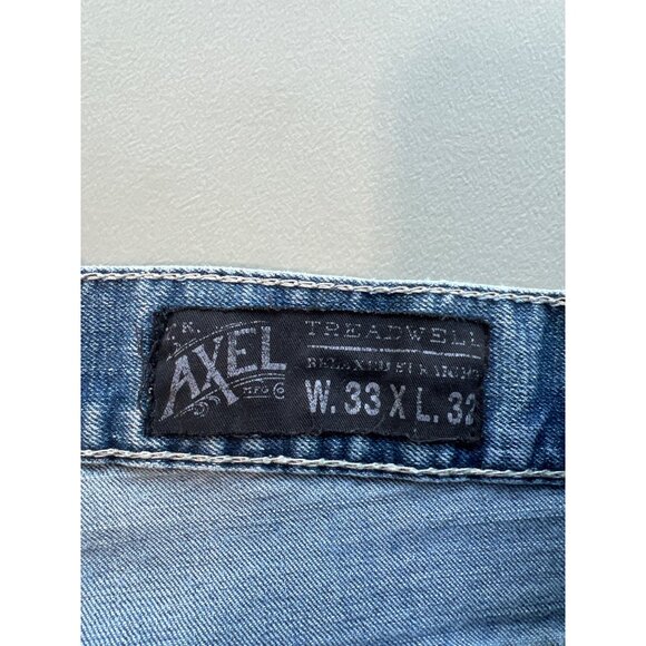 Axel Mens Jeans W33 L32 Vintage Blue Distressed Straight Fit Denim Pants Durable - Picture 5 of 9